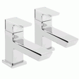 Pair of Bristan Cobalt manual basin taps in chrome finish with modern squared design and robust handles