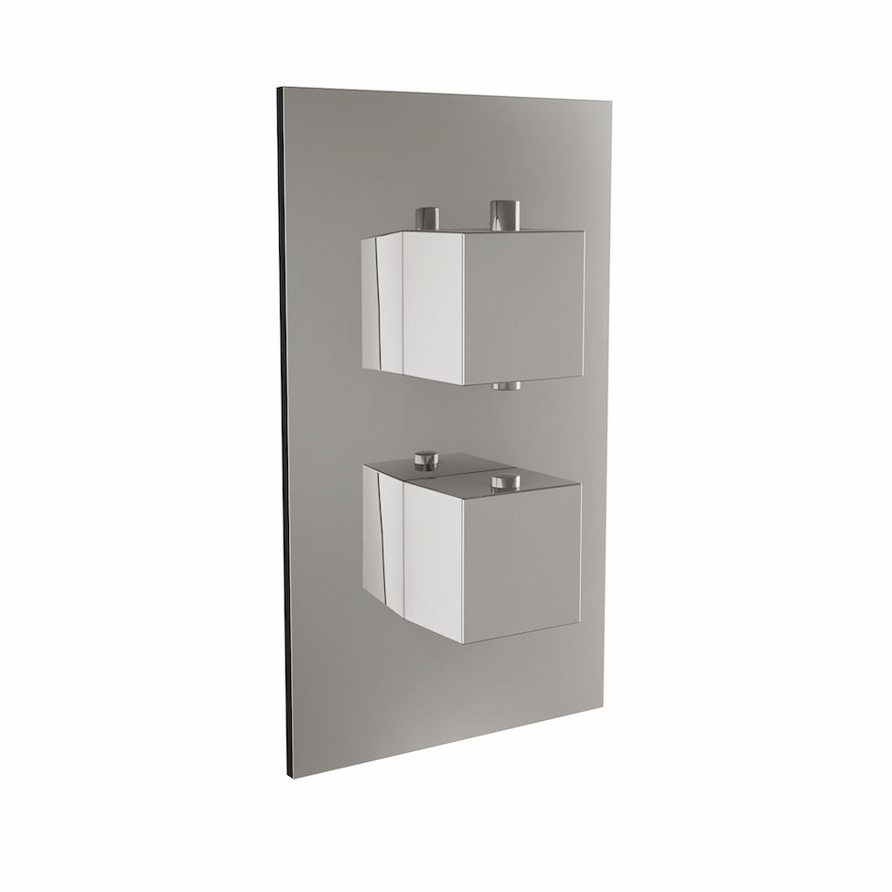 Scudo Twin Square Handle 1 Outlet Concealed Shower Valve - Chrome - CONCEALED001