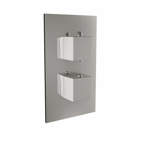 Scudo Twin Square Handle 1 Outlet Concealed Shower Valve - Chrome - CONCEALED001