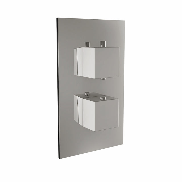 Scudo Twin Square Handle 1 Outlet Concealed Shower Valve - Chrome - CONCEALED001