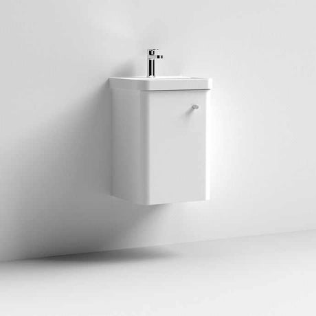 Nuie Core 1-Door Wall Hung Vanity Unit with Thin Edge Basin 400mm Wide - Gloss White - COR101