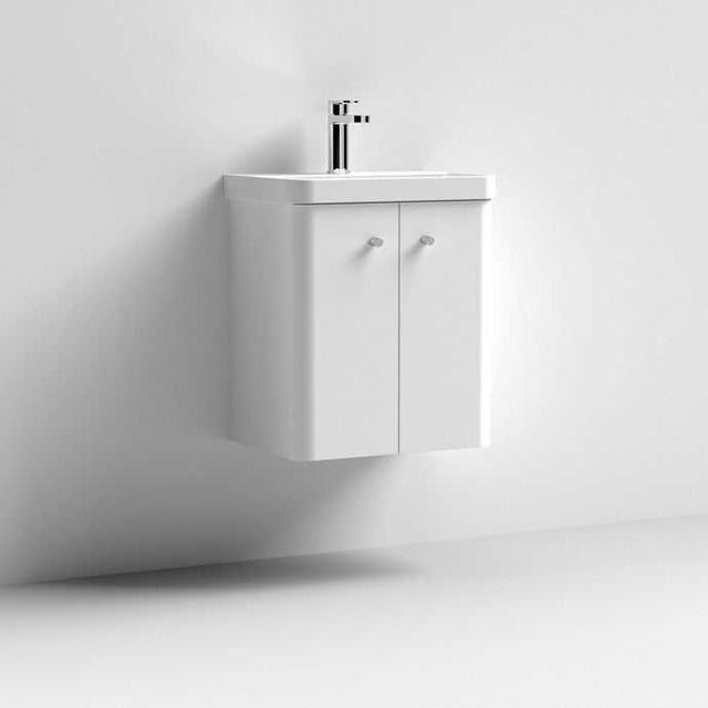 Nuie Core 2-Door Wall Hung Vanity Unit with Thin Edge Basin 500mm Wide - Gloss White - COR103
