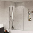 Coram 5mm Glass frameless clear round top bath screen with chrome frame in modern bathroom