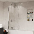 Coram 5mm glass frameless hinged bath screen with sail design, clear, 1400mm by 800mm