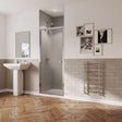 Coram 5mm plain glass chrome pivot shower door 800mm wide clear bathroom installation