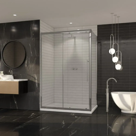 Coram Premier 8 Side Panel  Chrome 800mm - Clear Glass - - P8SP80CUC