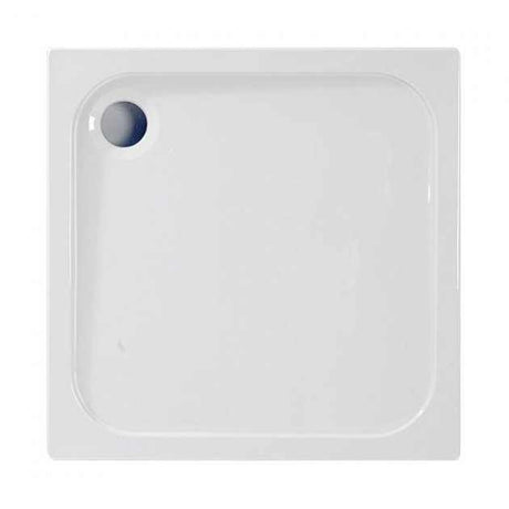 Coram Resin 760mm square white flat top shower tray with high-gloss antibacterial finish