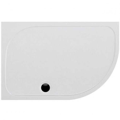 Coram Resin Offset right handed white quadrant shower tray 1000mm x 800mm with low profile acrylic-capped resin design