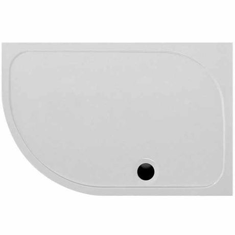 Coram Resin white left handed offset quadrant shower tray with waste cut-out and antibacterial acrylic surface