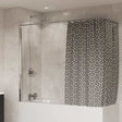 Coram 4mm glass shower curtain screen with aluminum frame and rail, clear toughened glass panel in bathroom tub setting