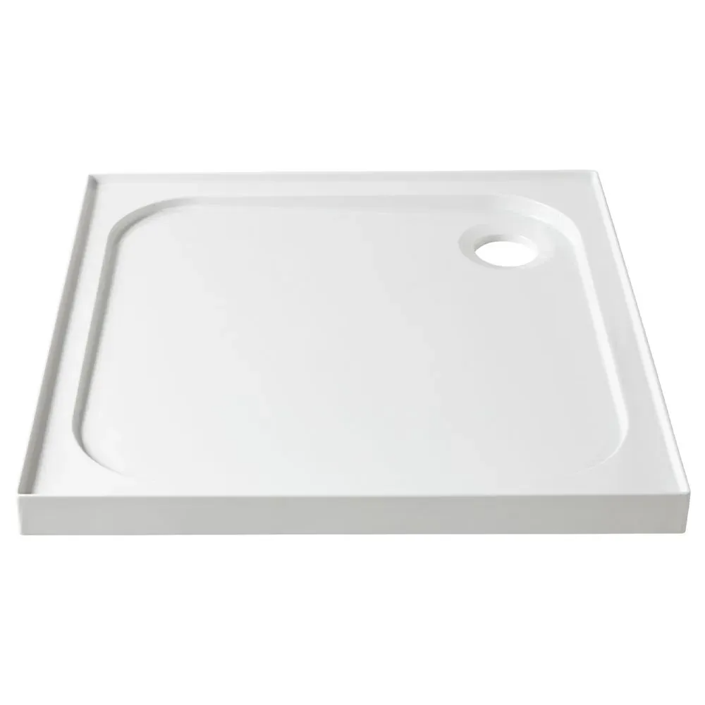 Coram Stone Resin Shower Tray 800mm x 800mm - 4 Upstand - White - YA804WHI