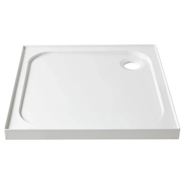 Coram Stone Resin Shower Tray 800mm x 800mm - 4 Upstand - White - YA804WHI