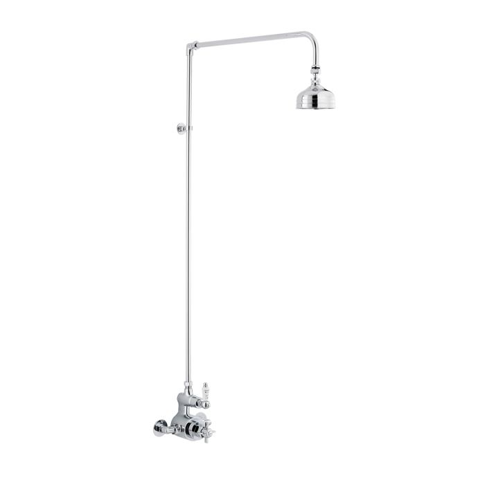 Nuie Edwardian Chrome Traditional Twin Thermostatic Shower Valve & Rigid Riser - CP148