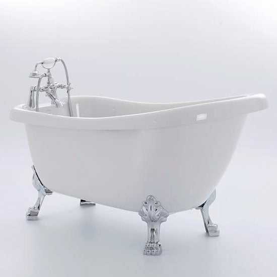 Royce Morgan Crystal 1680 luxury white freestanding clawfoot bathtub with chrome fixtures