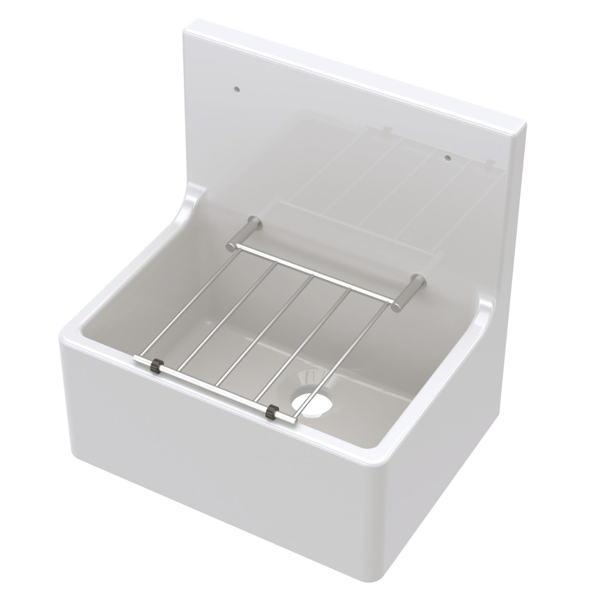 Launde Abbey Fireclay Sinks Fireclay Cleaner Sink with Grid 515mm x 535mm x 393mm - White