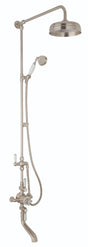 Launde Abbey Victrion Triple Exposed Thermostatic Valve Spout Bath Filler and 8" Head - Brushed Nickel - TAP 'N' SHOWER