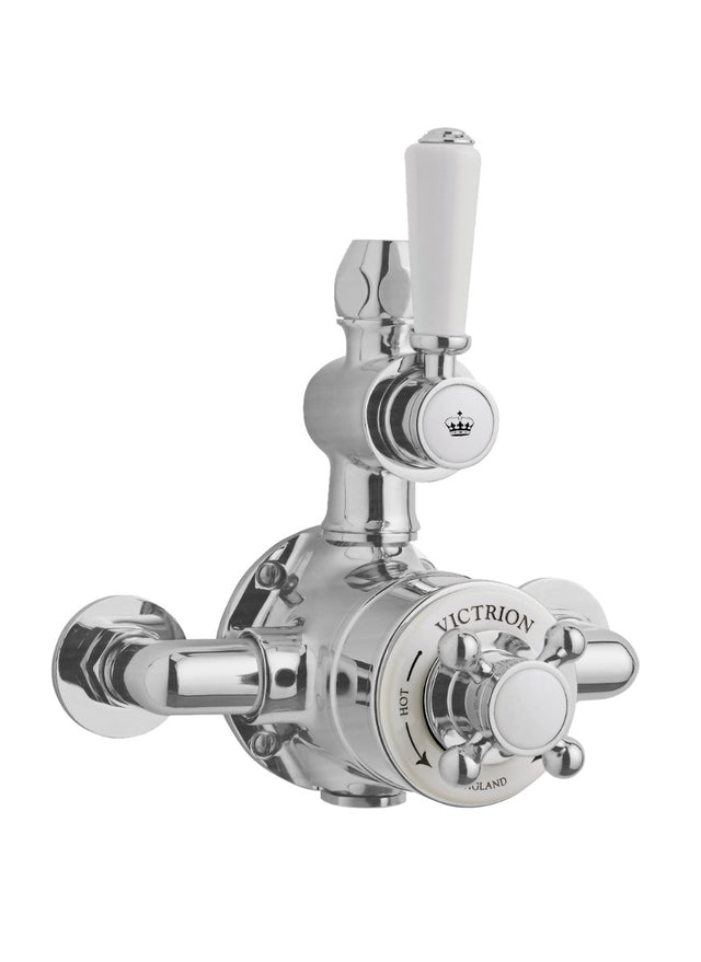 Launde Abbey Victrion Single Outlet Twin Thermostatic Exposed Valve - Brushed Chrome - TAP 'N' SHOWER