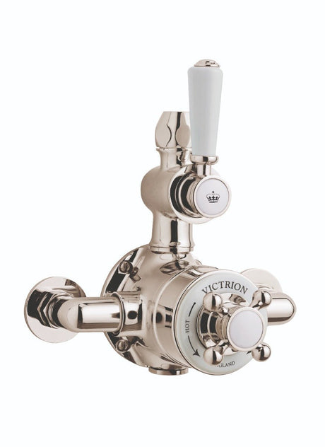 Launde Abbey Victrion Single Outlet Twin Thermostatic Exposed Valve - Nickel - TAP 'N' SHOWER