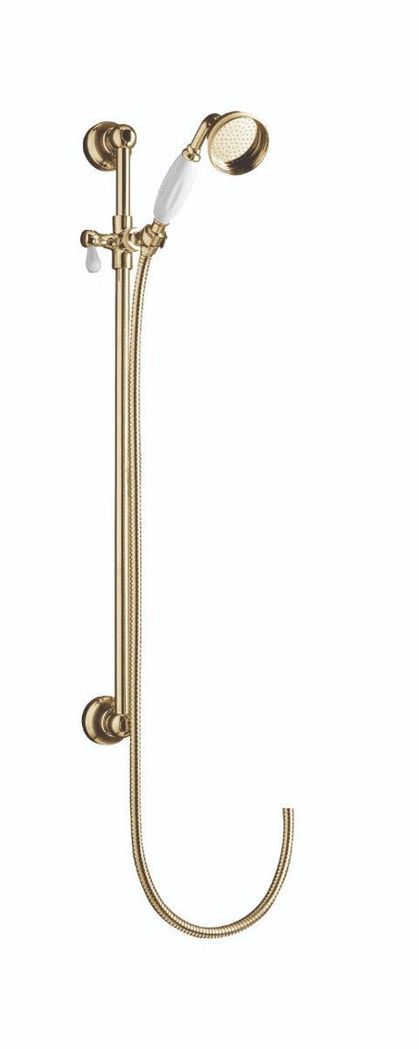 Launde Abbey Victrion Traditional Slide Rail Kit and Handset - Brushed Gold - TAP 'N' SHOWER