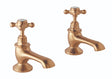 Launde Abbey Victrion Deck Mounted Crosshead Bath Pillar Taps - Brushed Gold