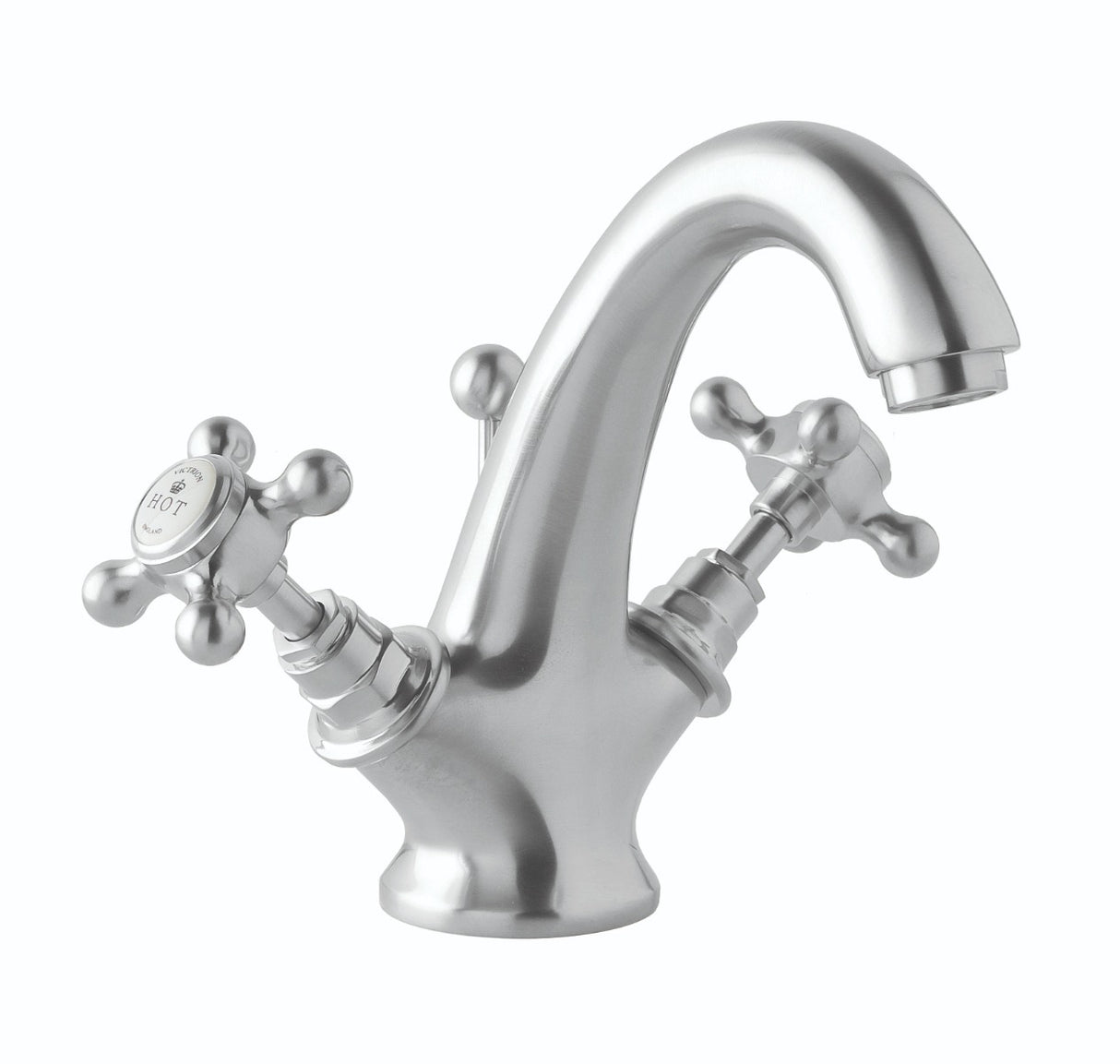 Launde Abbey Victrion Deck Mounted Crosshead Mono Basin Mixer Tap - Brushed Chrome