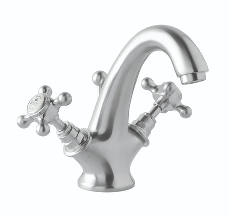 Launde Abbey Victrion Deck Mounted Crosshead Mono Basin Mixer Tap - Brushed Chrome