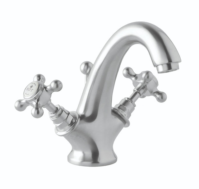 Launde Abbey Victrion Deck Mounted Crosshead Mono Basin Mixer Tap - Brushed Chrome