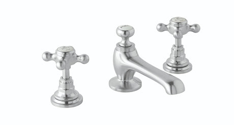 Launde Abbey 3 Tap Hole Victrion Deck Mounted Crosshead Basin Mixer Tap - Brushed Chrome