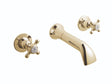 Launde Abbey Victrion 3 Tap Hole Wall Mount Crosshead Basin Filler Tap - Gold - TAP 'N' SHOWER