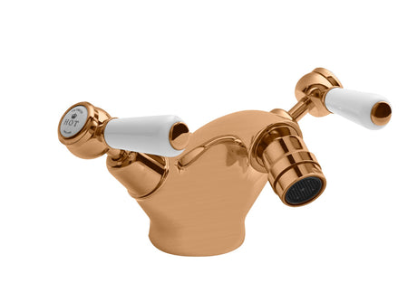 Launde Abbey Victrion Deck Mounted Lever Mono Bidet Mixer Tap - Brushed Copper