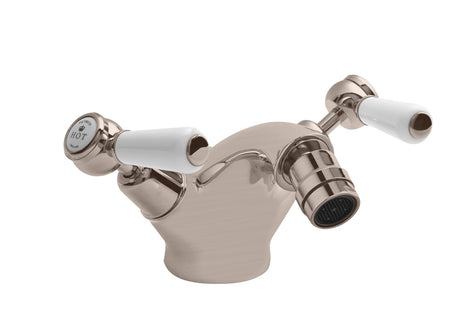 Launde Abbey Victrion Deck Mounted Lever Mono Bidet Mixer Tap - Brushed Nickel