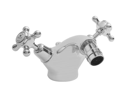 Launde Abbey Victrion Deck Mounted Crosshead Mono Bidet Mixer Tap - Brushed Chrome 
