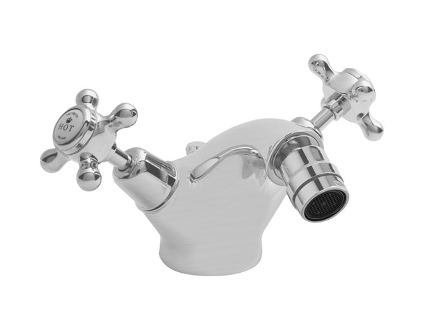 Launde Abbey Victrion Deck Mounted Crosshead Mono Bidet Mixer Tap - Brushed Chrome 