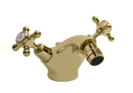 Launde Abbey Victrion Deck Mounted Crosshead Mono Bidet Mixer Tap - Brushed Gold - TAP 'N' SHOWER