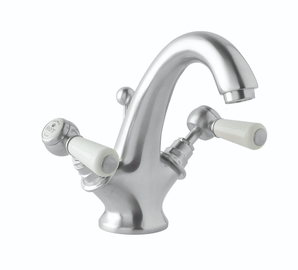 Launde Abbey Victrion Deck Mounted Lever Mono Basin Mixer Tap - Brushed Chrome
