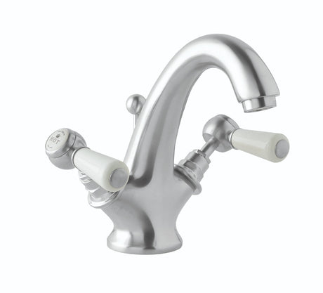 Launde Abbey Victrion Deck Mounted Lever Mono Basin Mixer Tap - Brushed Chrome