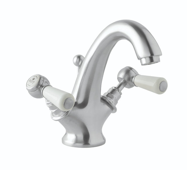 Launde Abbey Victrion Deck Mounted Lever Mono Basin Mixer Tap - Brushed Chrome