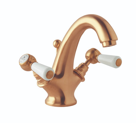 Launde Abbey Victrion Deck Mounted Lever Mono Basin Mixer Tap - Brushed Copper