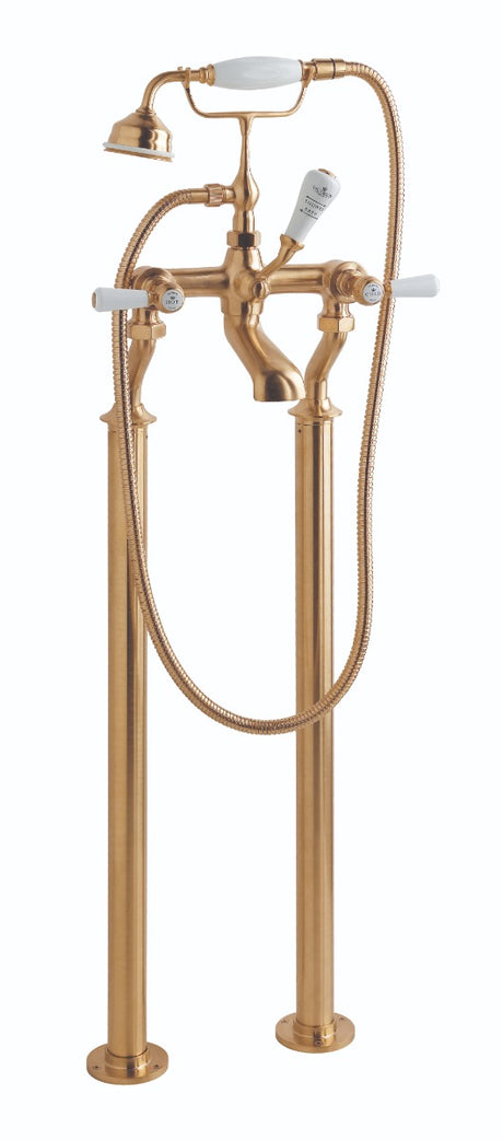 Launde Abbey Victrion Deck Mounted Lever Bath Shower Mixer - Brushed Copper