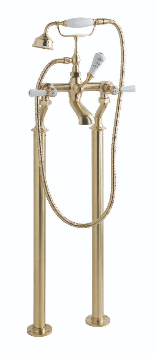Launde Abbey Victrion Deck Mounted Lever Bath Shower Mixer - Brushed Gold