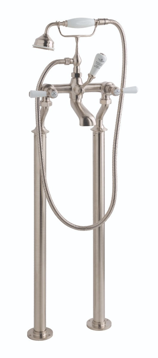 Launde Abbey Victrion Deck Mounted Lever Bath Shower Mixer - Brushed Nickel