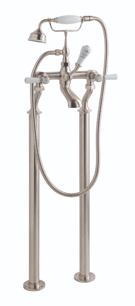 Launde Abbey Victrion Deck Mounted Lever Bath Shower Mixer - Brushed Nickel