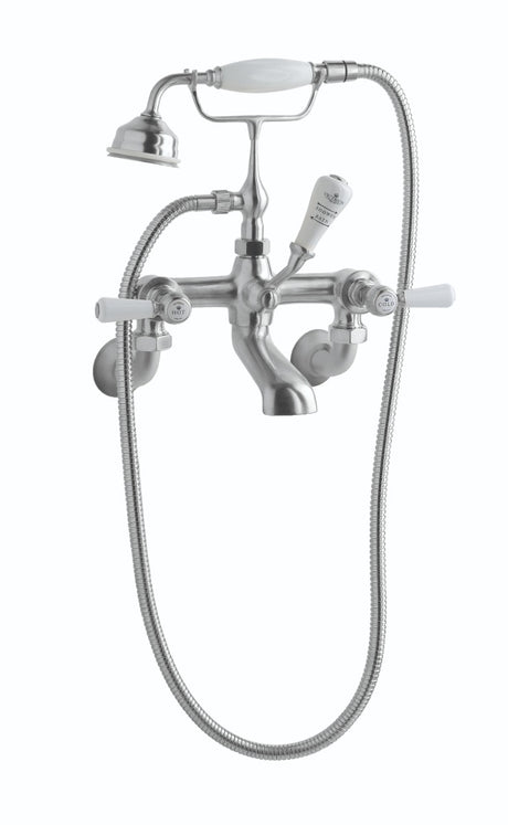 Launde Abbey Victrion Wall Mounted Lever Bath Shower Mixer - Brushed Chrome