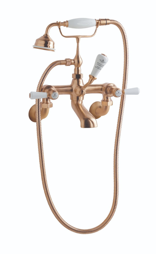 Launde Abbey Victrion Wall Mounted Lever Bath Shower Mixer - Brushed Copper