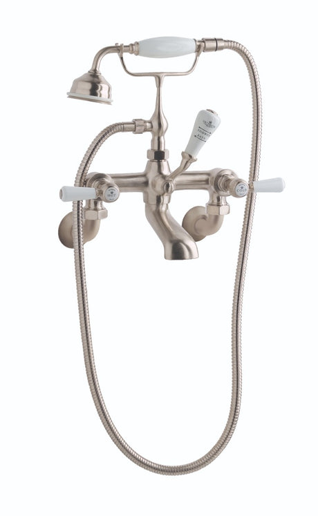 Launde Abbey Victrion Wall Mounted Lever Bath Shower Mixer - Brushed Nickel