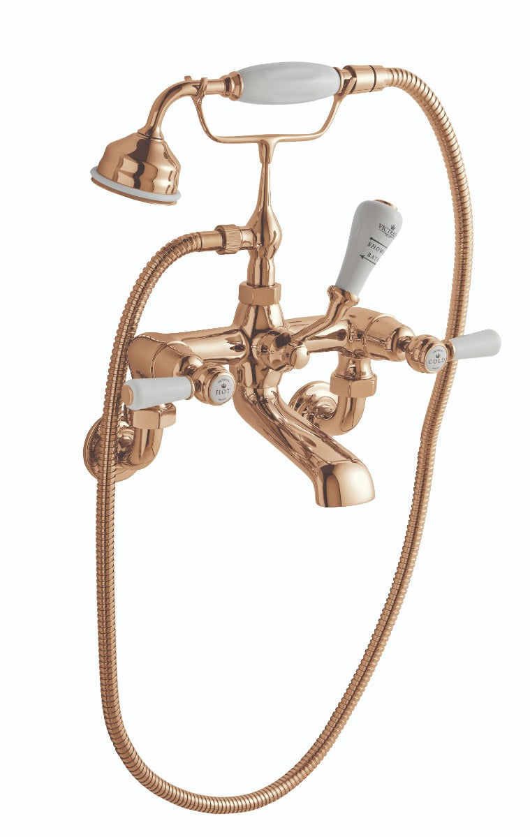 Launde Abbey Victrion Wall Mounted Lever Bath Shower Mixer - Copper