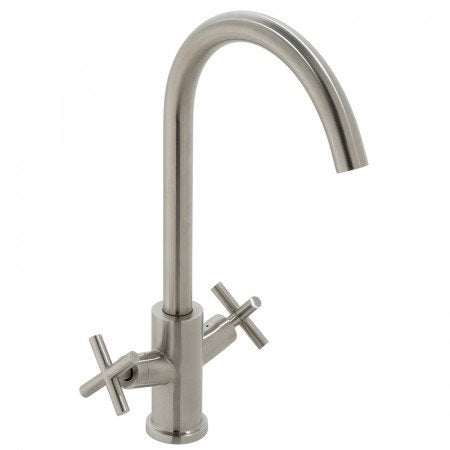 Vado Elements Steel Mono Sink deck-mounted chrome kitchen mixer tap with dual lever handles