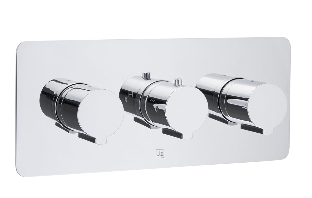 JTP Curve Thermostatic Concealed 2 Outlet Shower Valve Horizontal - Chrome - 72693