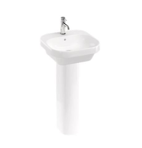 Britton Curve2 Basin 1 Tap Hole 450mm - White Gloss - CUR2.006