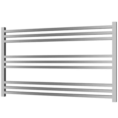 Radox Quebis 610mm H chrome heated towel rail with modern horizontal bars for bathroom use